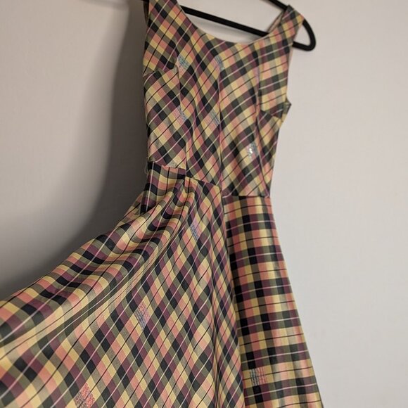Plaid Swing Dress with Sequins - Picture 2 of 7